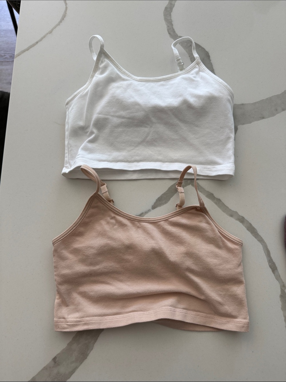 Cat & Jack Ribbed Cropped Cami Tops - White & Blush